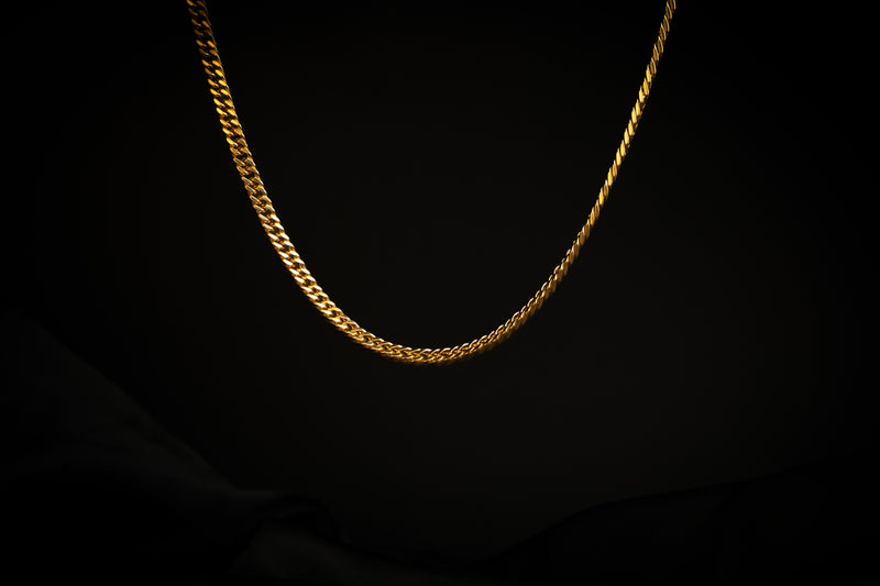 Cadena Cubana Bulk micro con Baño en Oro 18k