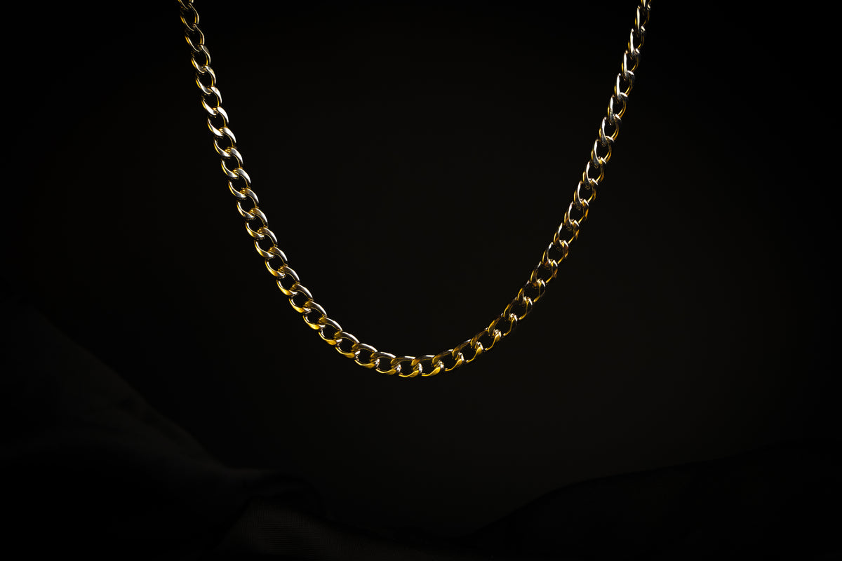 Cadena Cubana Slim con Baño en Oro 18k