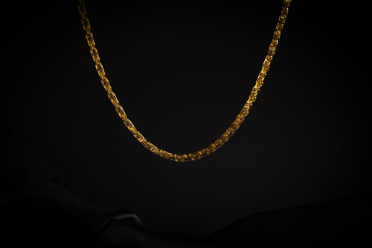 Cadena Bizantina con Baño en Oro 18k